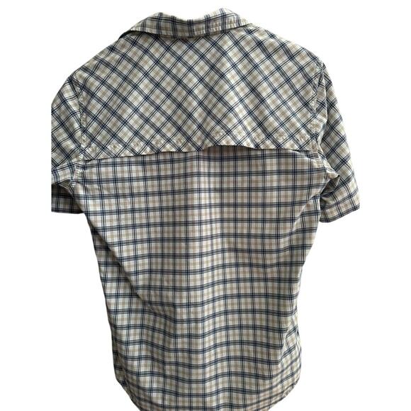 Filson Plaid Short Sleeve Vented Shirt Mens XS Navy Gold Outdoor Travel Fishing - Picture 4 of 7